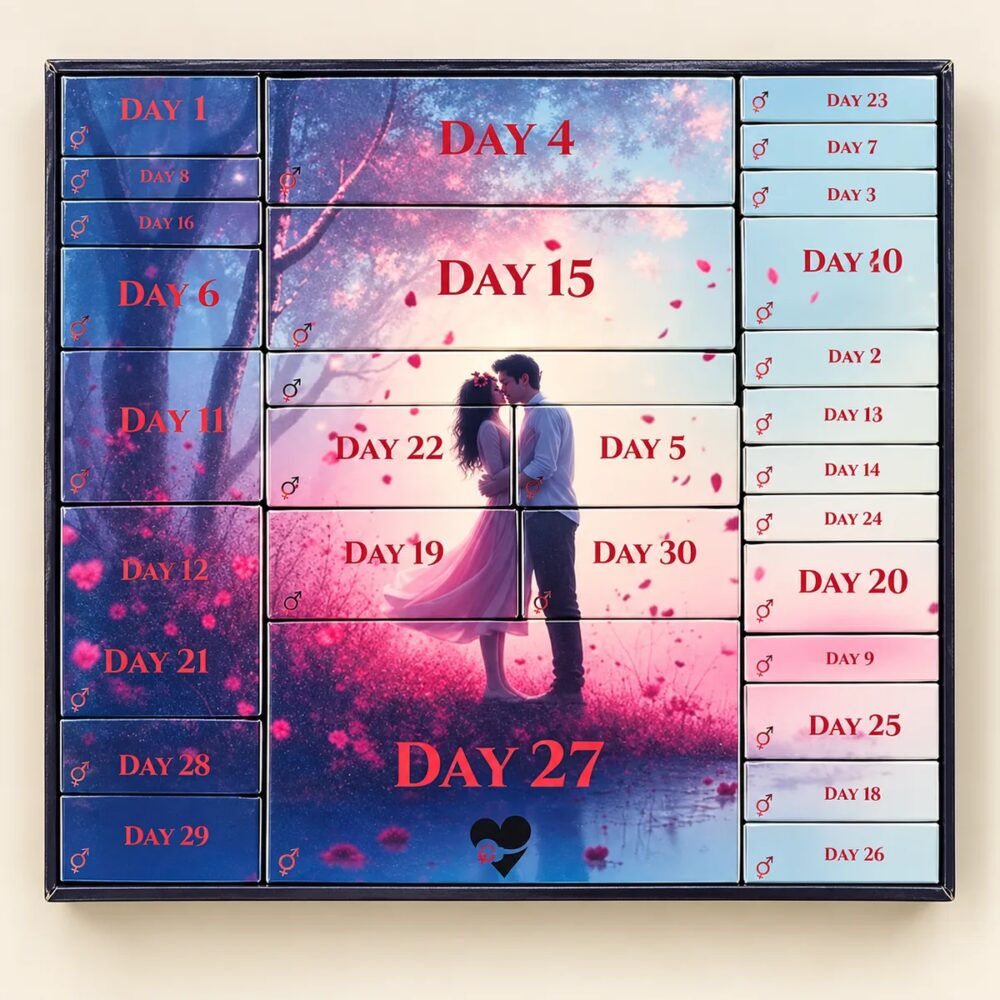 Draufsicht in die SoulKindle Box mit 30 nummerierten Tagesboxen